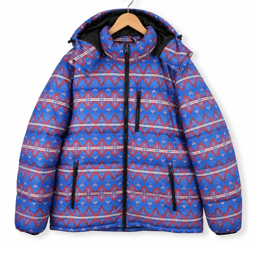 Club Room Puffer Jacket Mens MD Aztec High Loft Insulation Water Resistant Coat